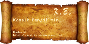 Kossik Benjámin névjegykártya